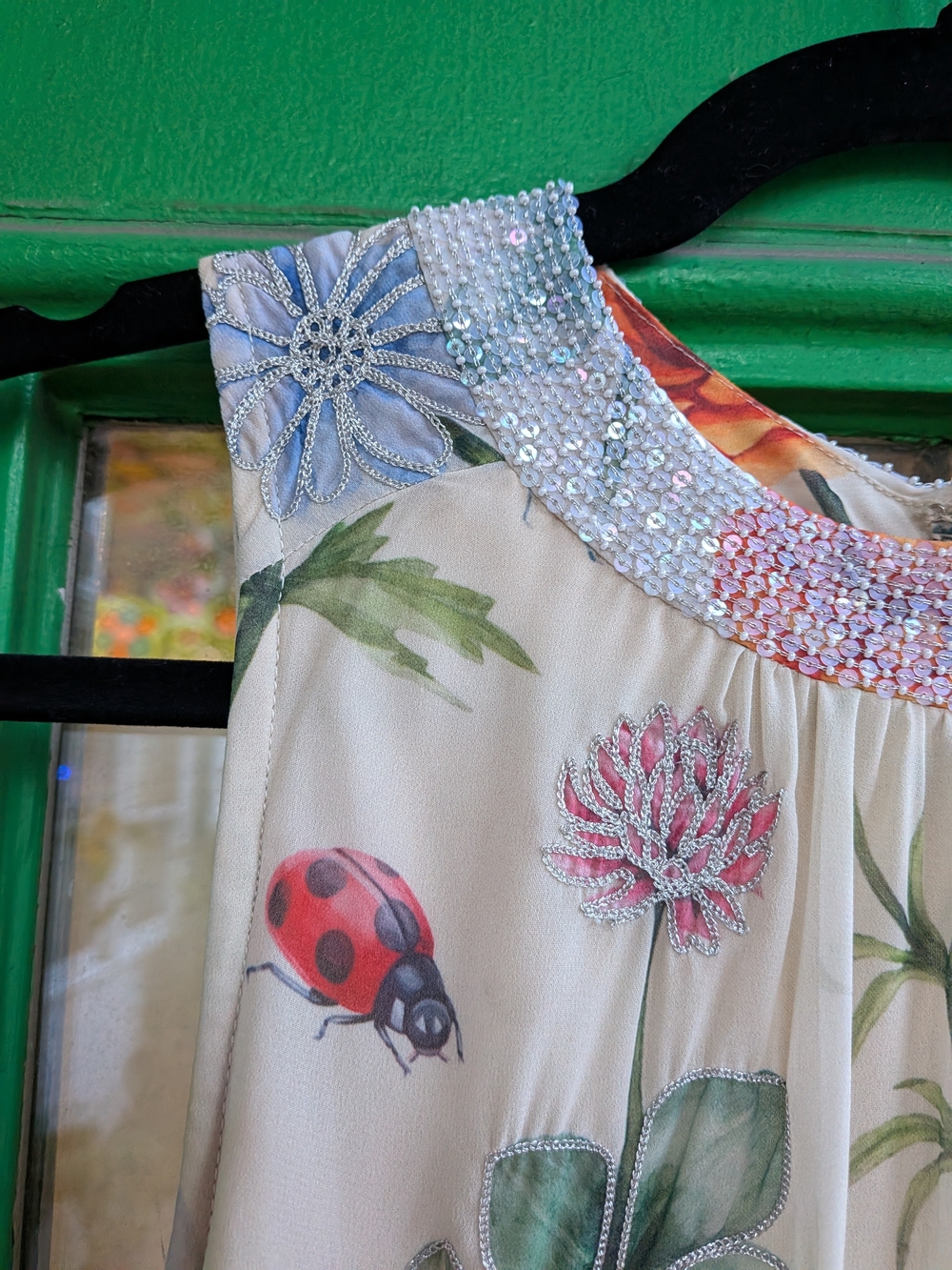 Anthropologie Pankaj & Nidhi Butterfly Garden Midi Dress, Bees And Flowers